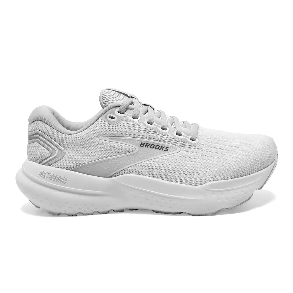 Men's Brooks Glycerin 21, White/White/Grey, 9.5 D Medium