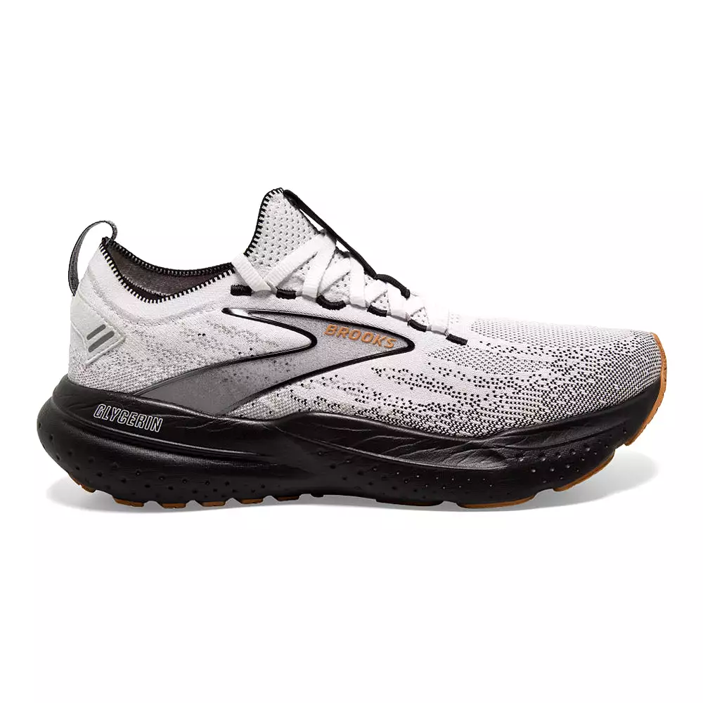 Men's Brooks Glycerin StealthFit 21, White/Grey/Black, 11.5 D Medium