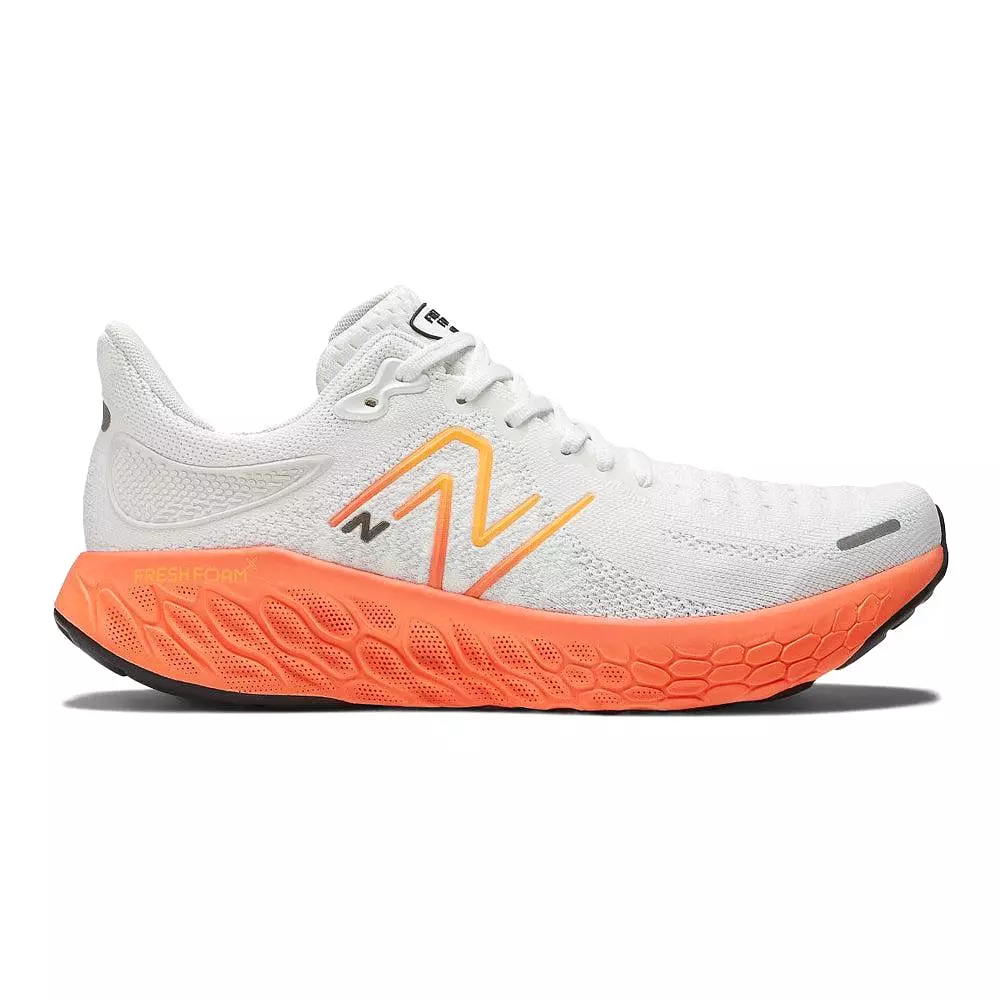 Men's New Balance Fresh Foam X 1080v12, White/Neon Dragonfly, 11.5 D Medium