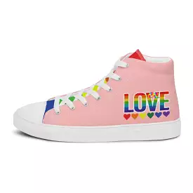 Men’s Pink Pride High Top Canvas Shoes