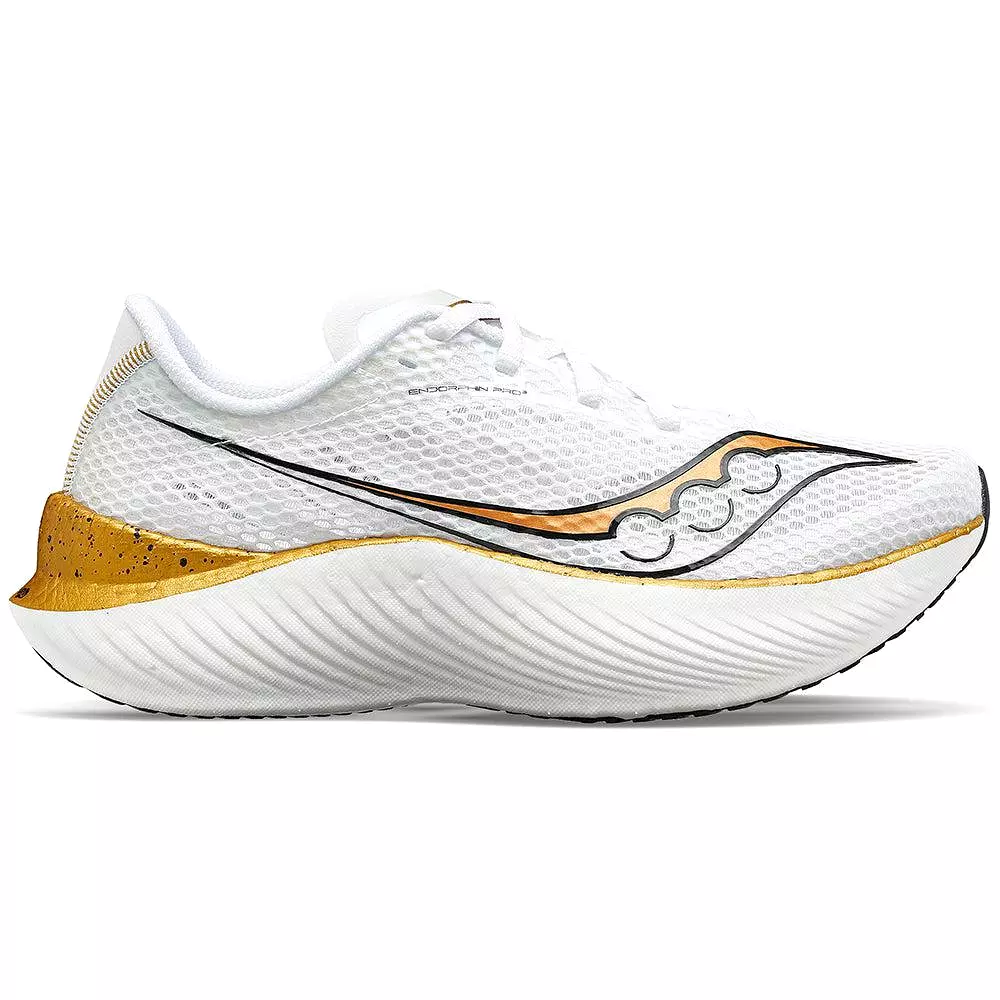 Men's Saucony Endorphin Pro 3, White/Gold, 10 D Medium