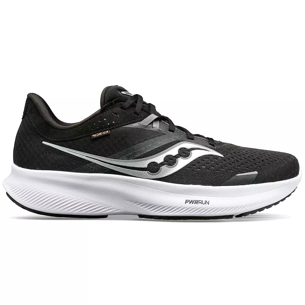 Men's Saucony Ride 16, Black/White, 11.5 2E Wide