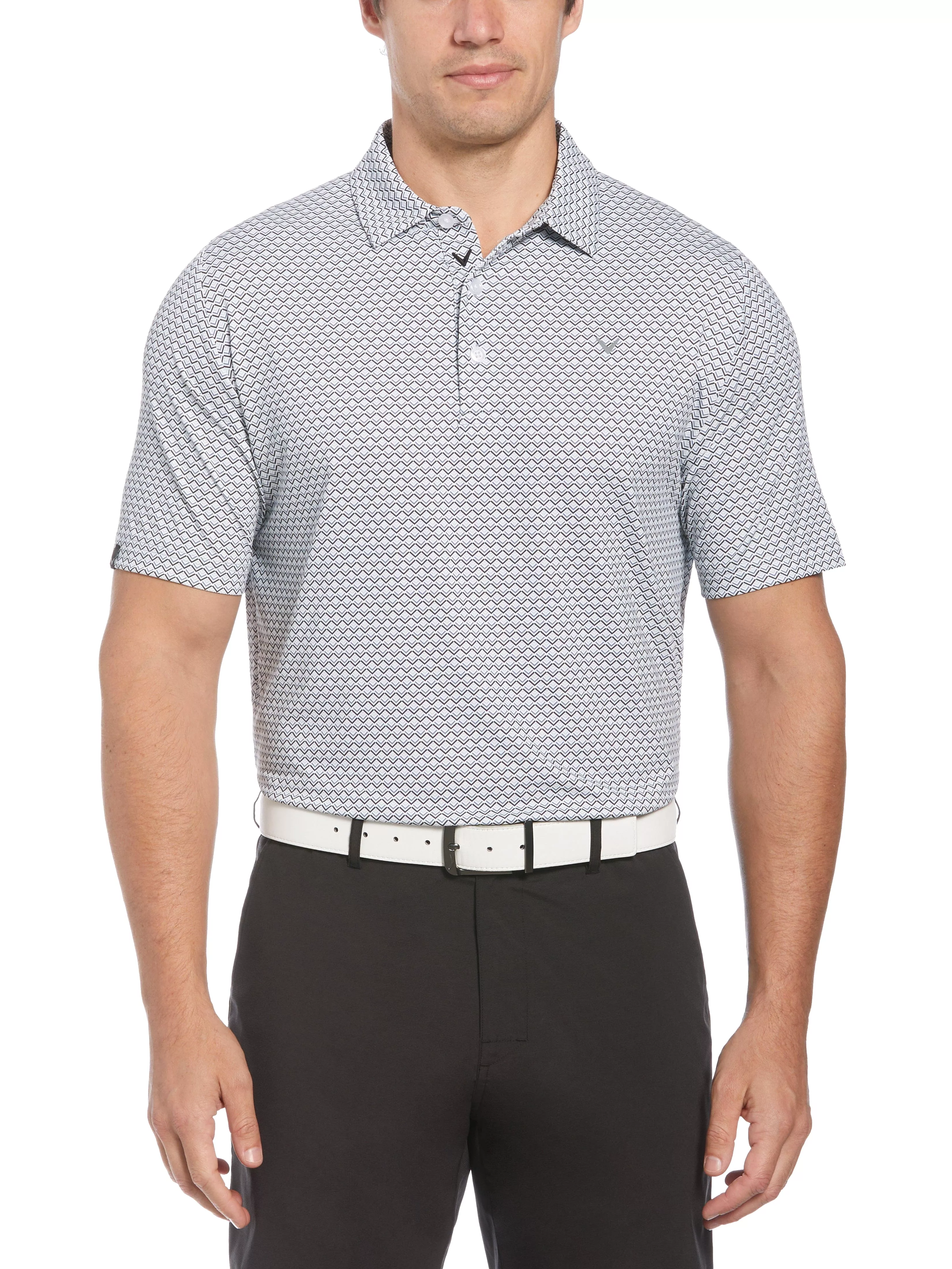 Mens Short Sleeve All Over Tee Time Print Polo