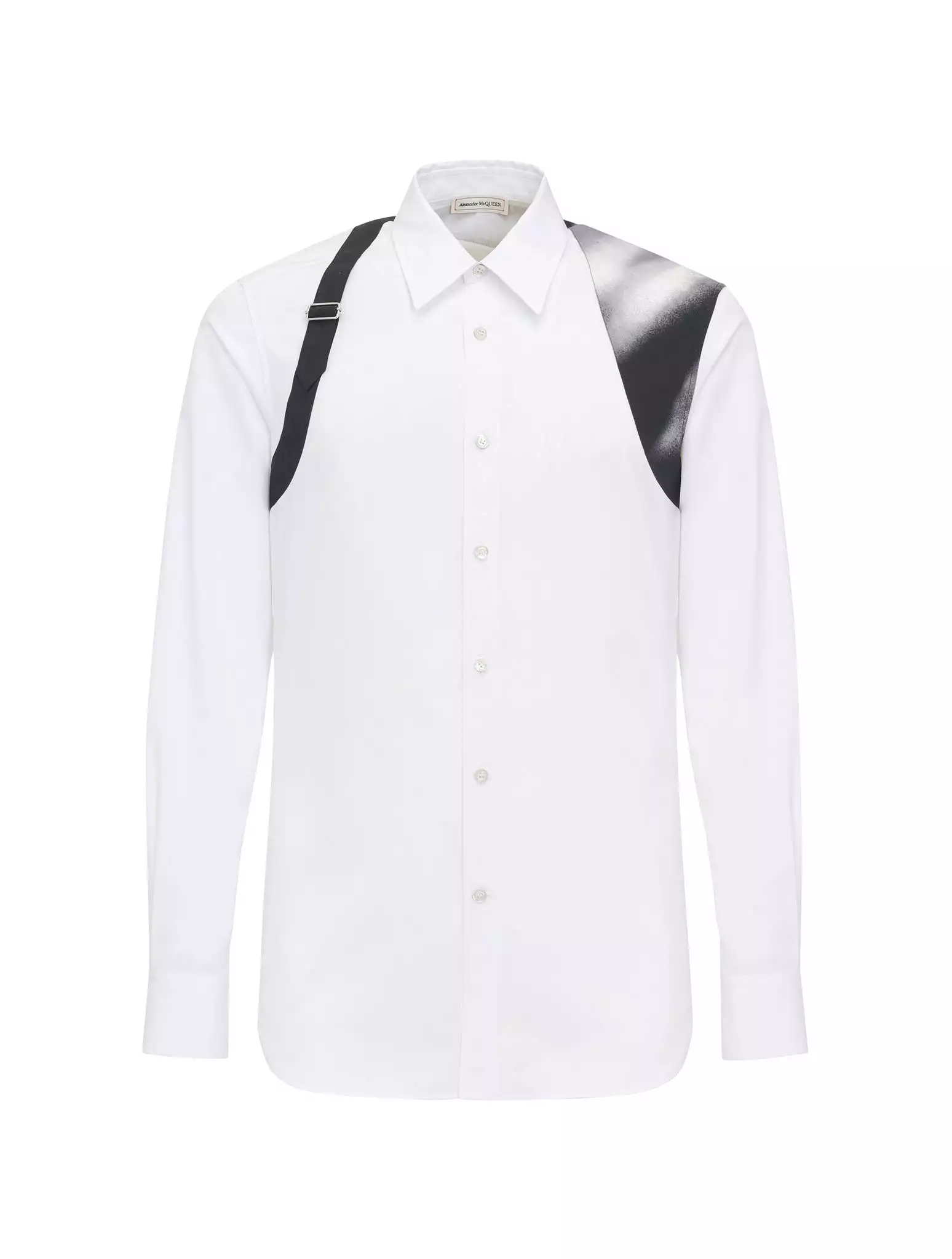 Men`s Solarised Flower Print Harness Shirt in White