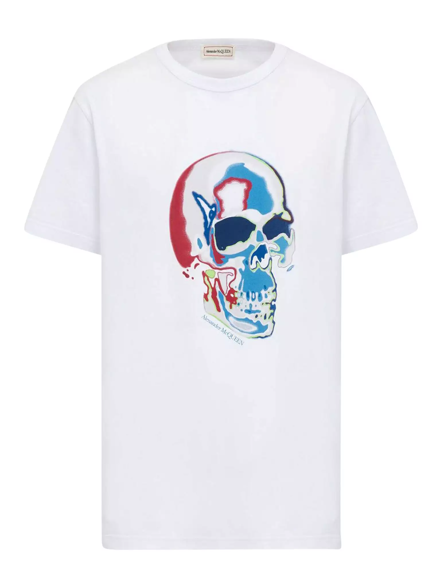 Men`s Solarised Skull T-shirt in White/multicolour