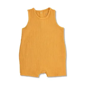 Mustard Organic Muslin - Sleeveless Coverall