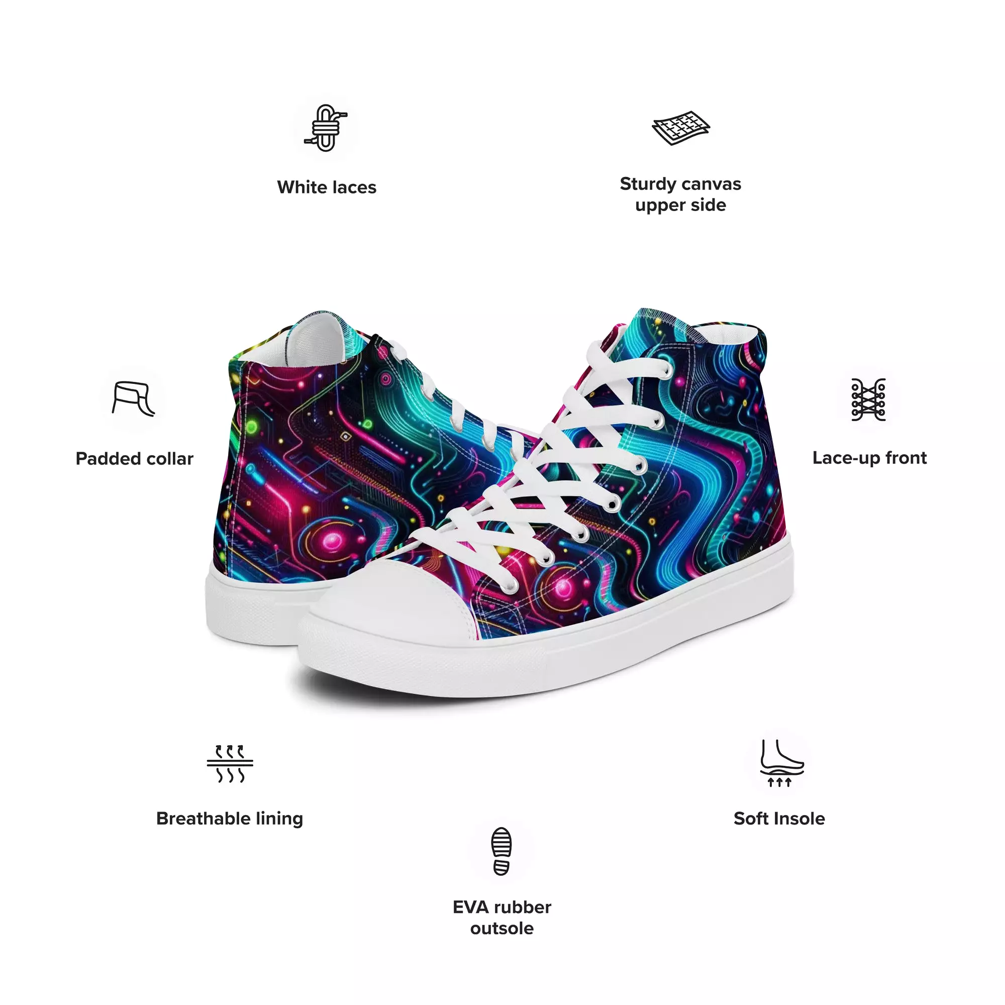 Neon Pulse High Top Canvas Rave Shoes