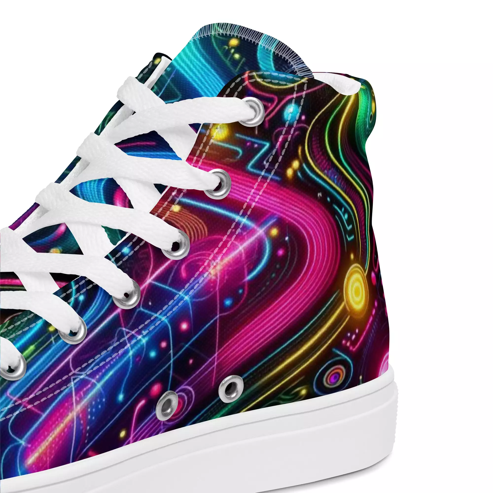 Neon Pulse High Top Canvas Rave Shoes