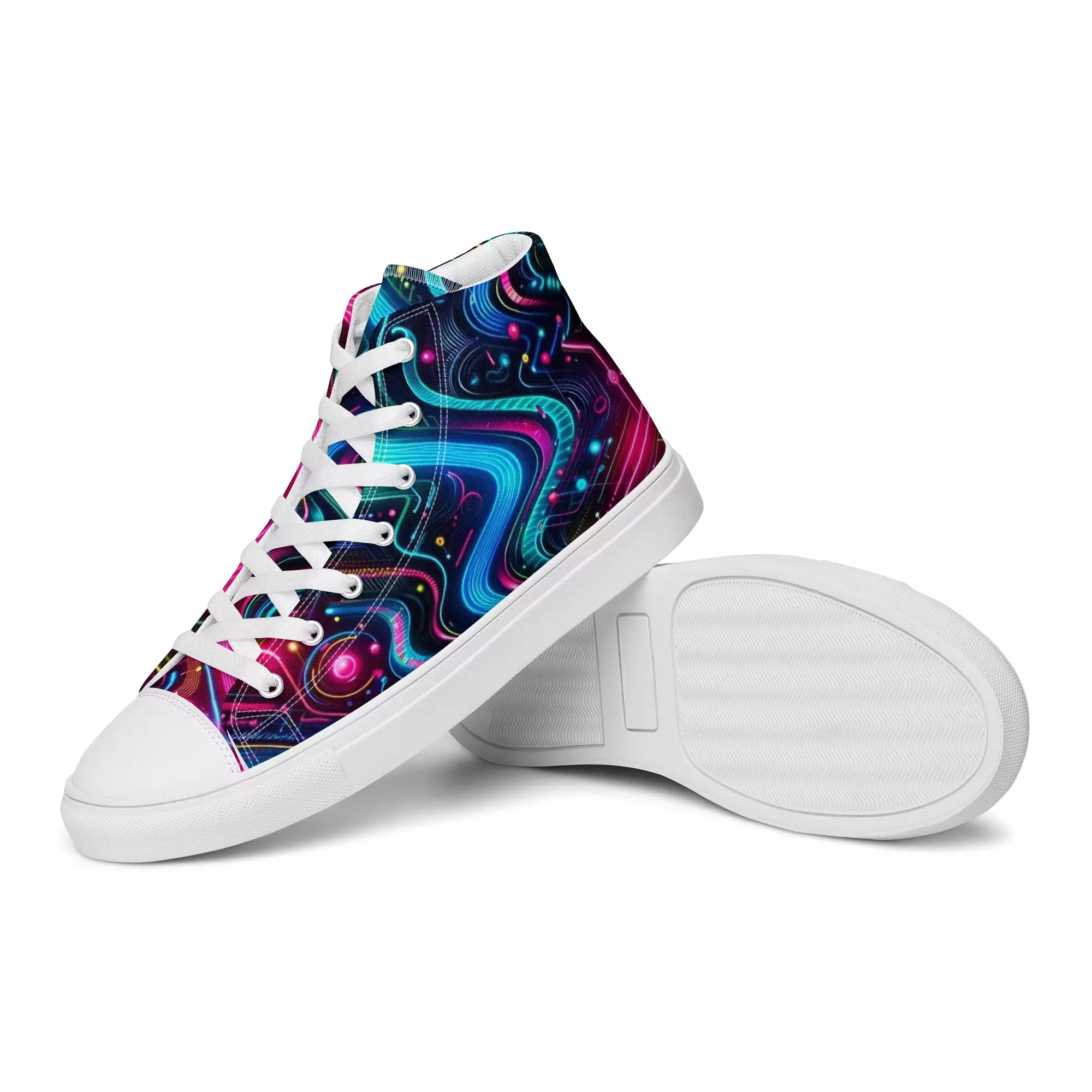 Neon Pulse High Top Canvas Rave Shoes