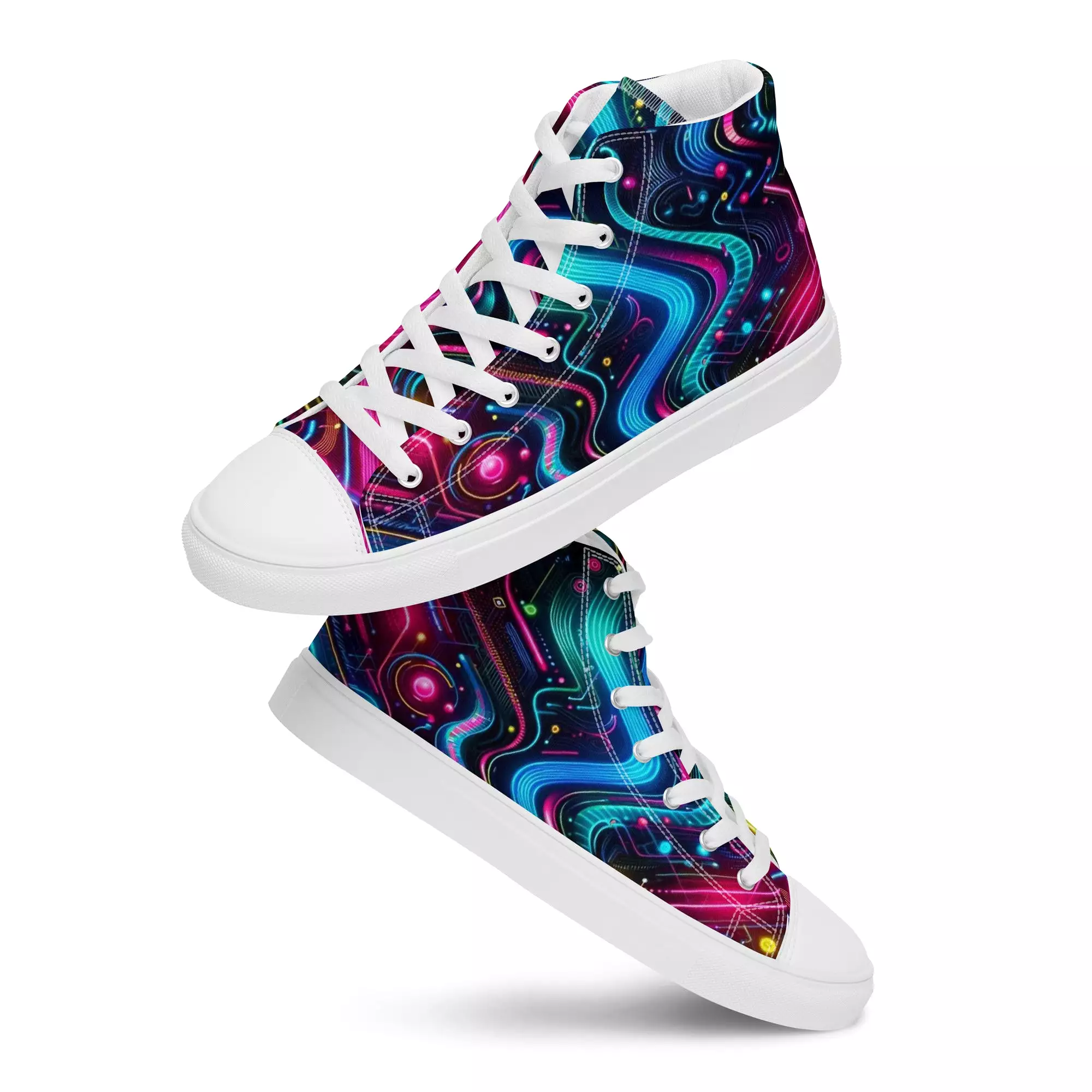 Neon Pulse High Top Canvas Rave Shoes