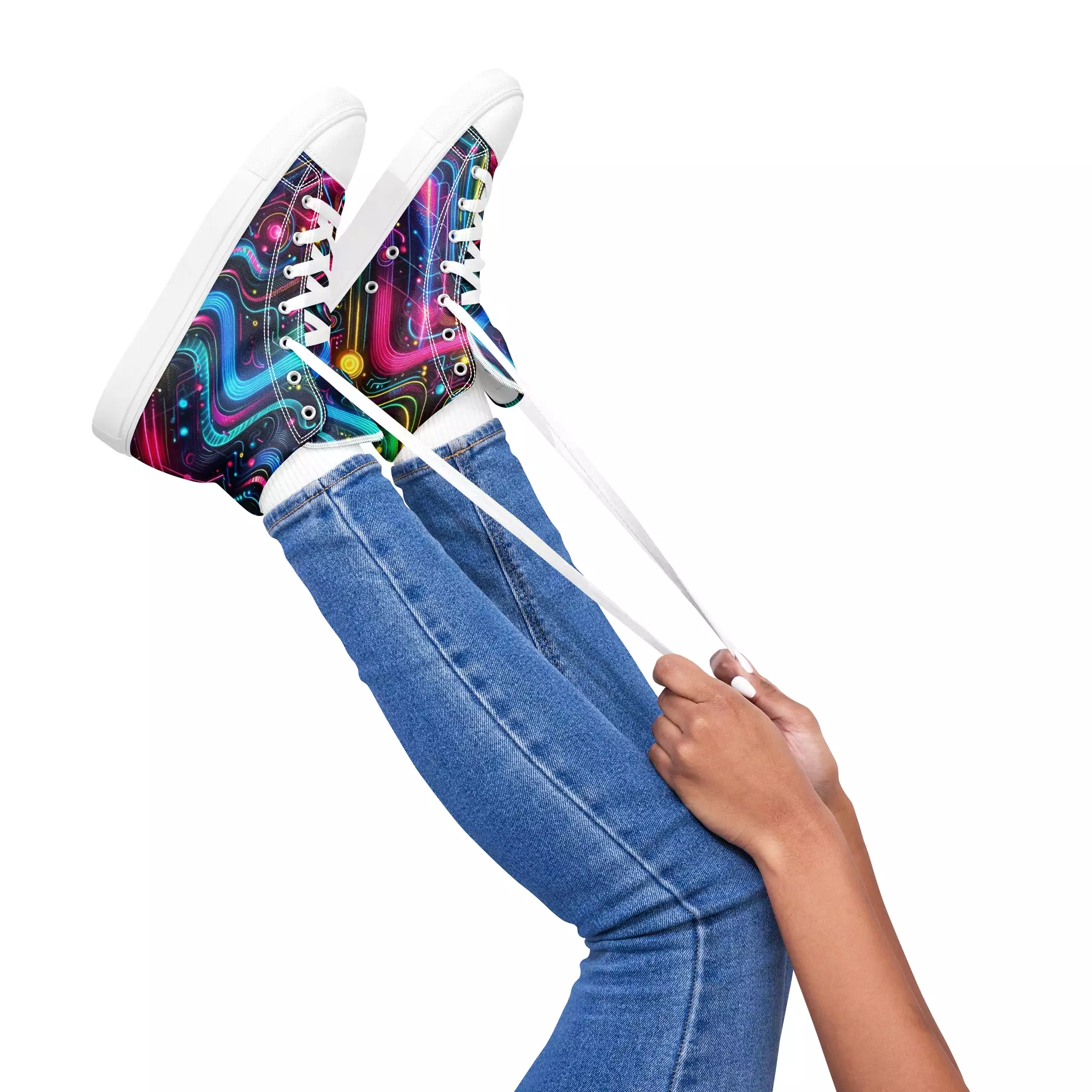 Neon Pulse High Top Canvas Rave Shoes