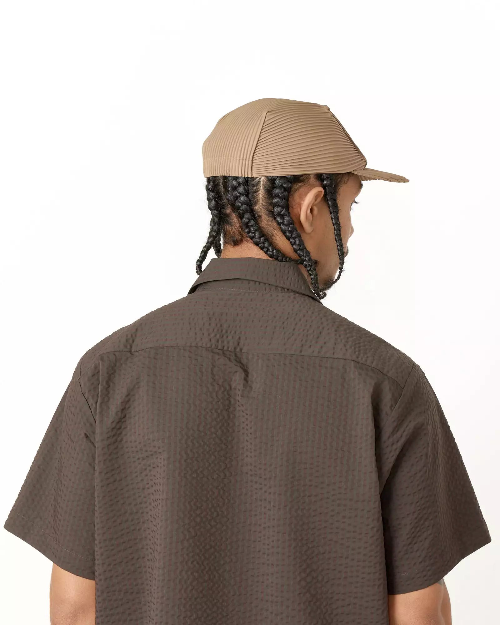 Pleats Cap in Light Mocha Brown