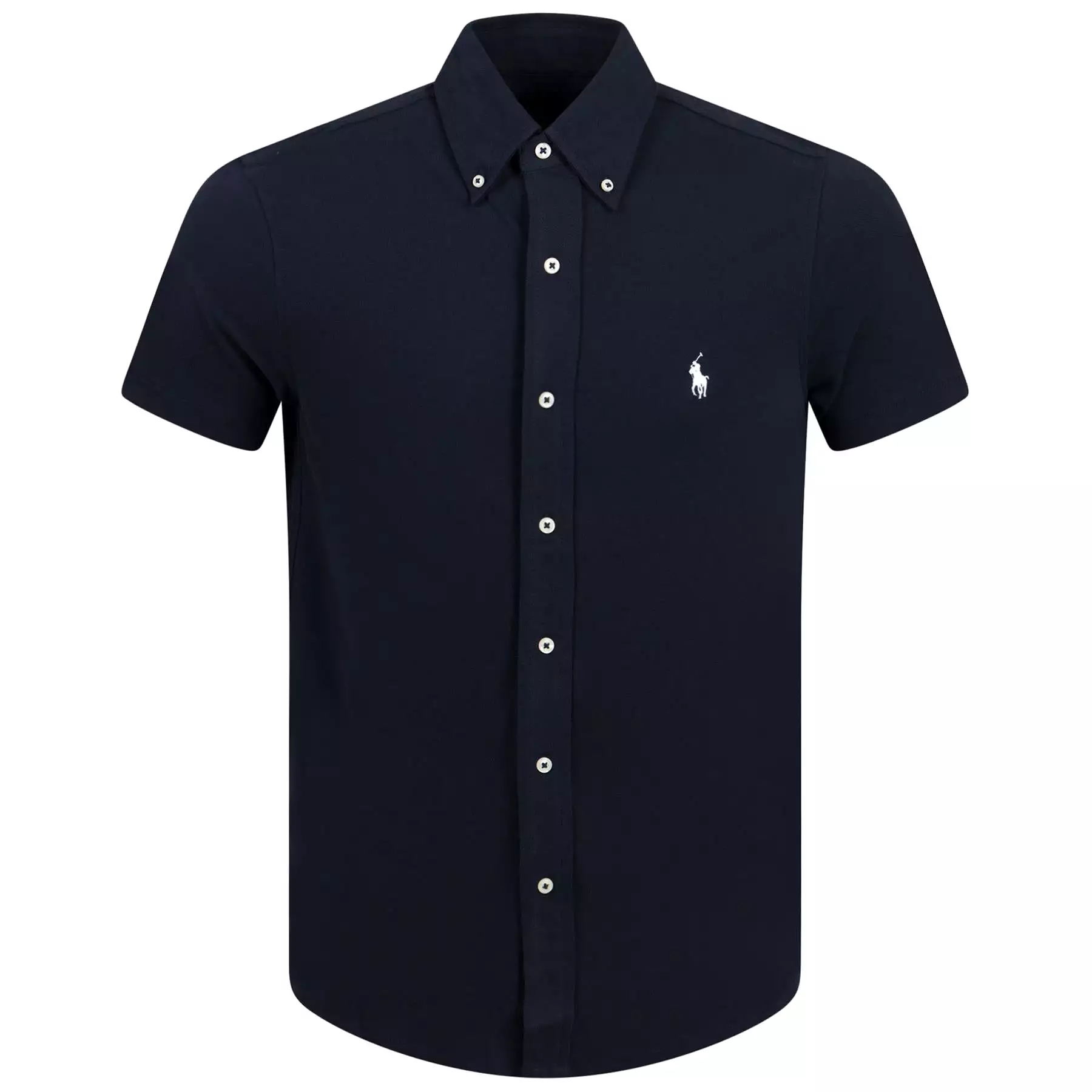 Polo Golf Button Down Cotton Pique Shirt Aviator Navy - SS24