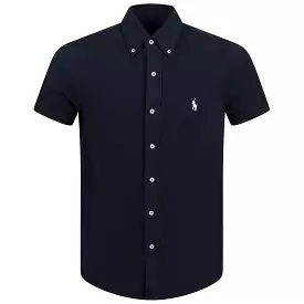 Polo Golf Button Down Cotton Pique Shirt Aviator Navy - SS24