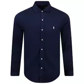 Polo Golf Standard Fit Button Down Cotton Pique Shirt Navy - SS24