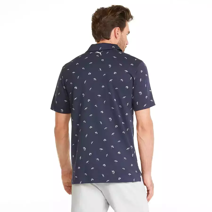 Puma AP CLOUDSPUN Dancing Umbrellas Men's Golf Polo - Navy