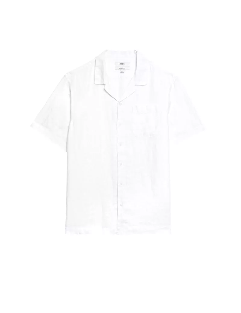 Pure Linen Cuban Collar Shirt