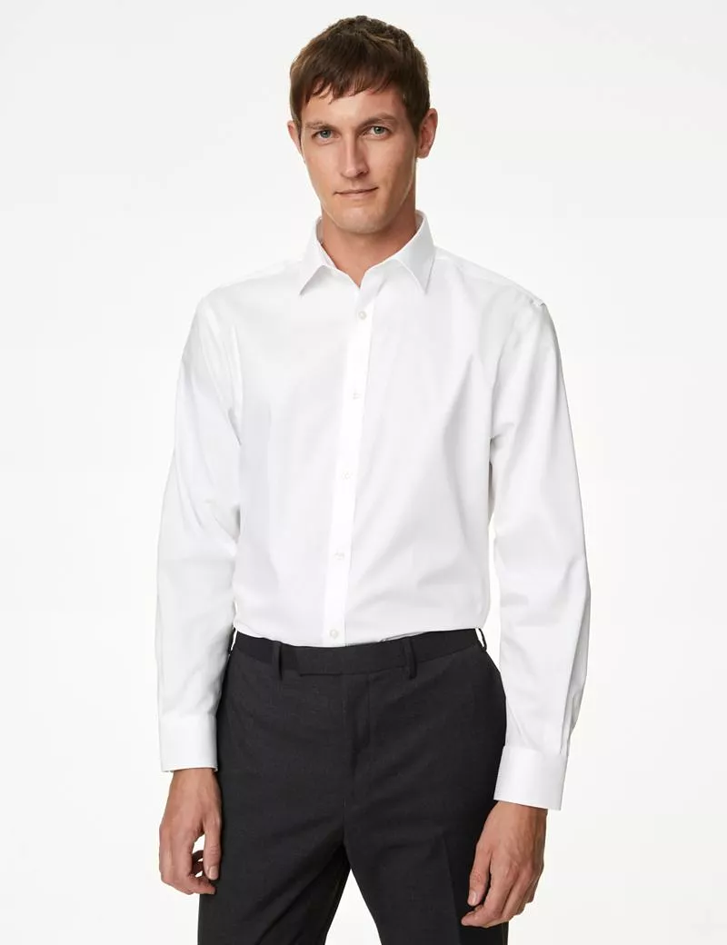 Regular Fit Non Iron Pure Cotton Sateen Shirt