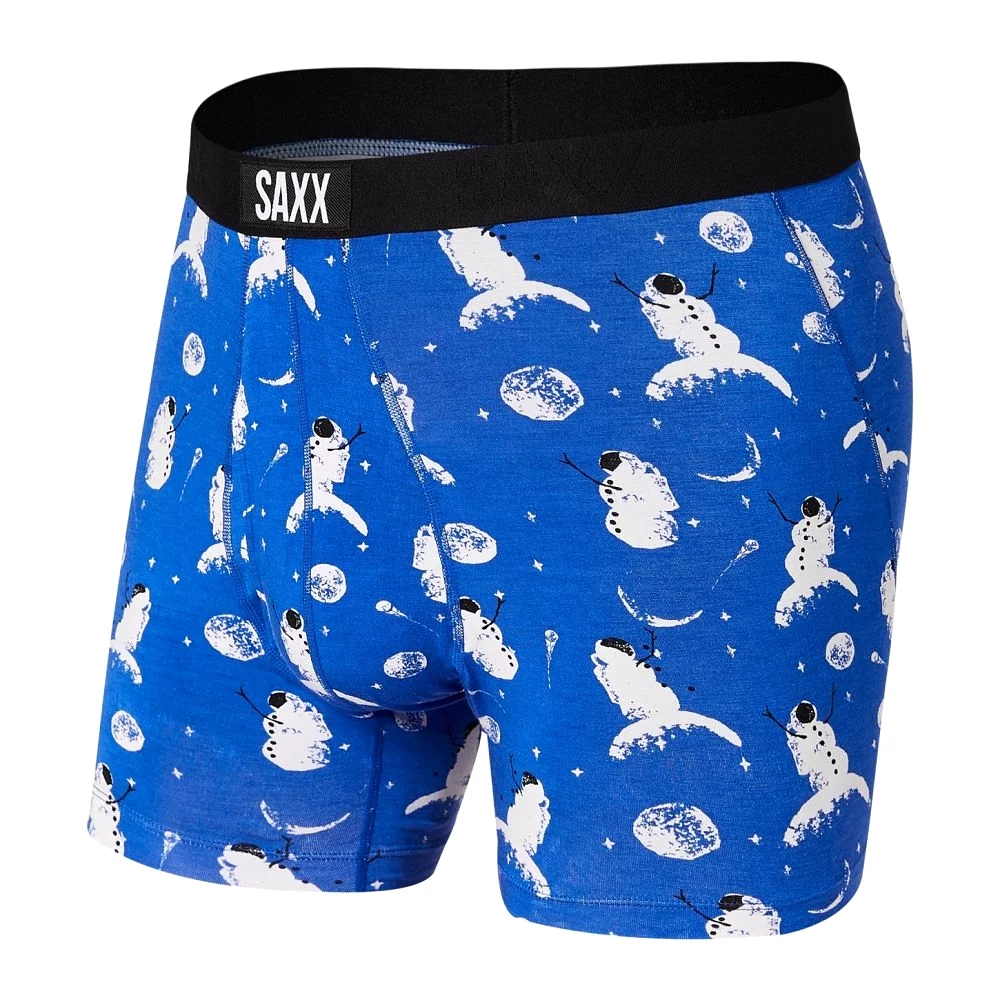 SAXX Men's Ultra Boxer Brief Underwear - Peak Blue Astro Snowman