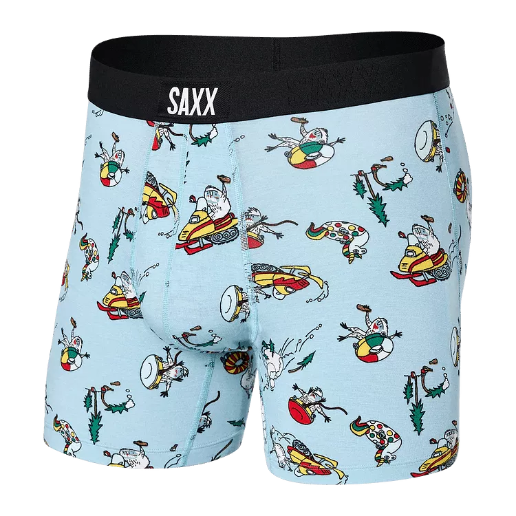 SAXX Men's Vibe Super Soft Boxer Brief - Totally Tubular- Fog Blue