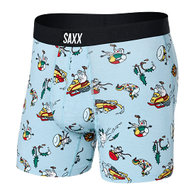 SAXX Men's Vibe Super Soft Boxer Brief - Totally Tubular- Fog Blue