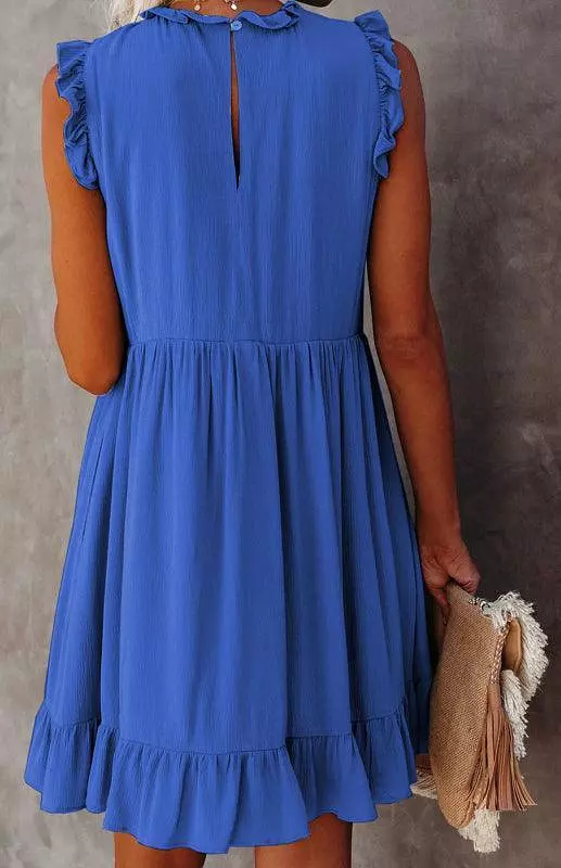 Sleeveless Halter Neck Ruffle Dress