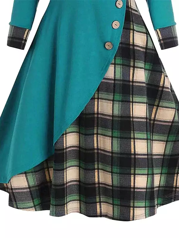 Tartan Hooded Midi Dress for Women