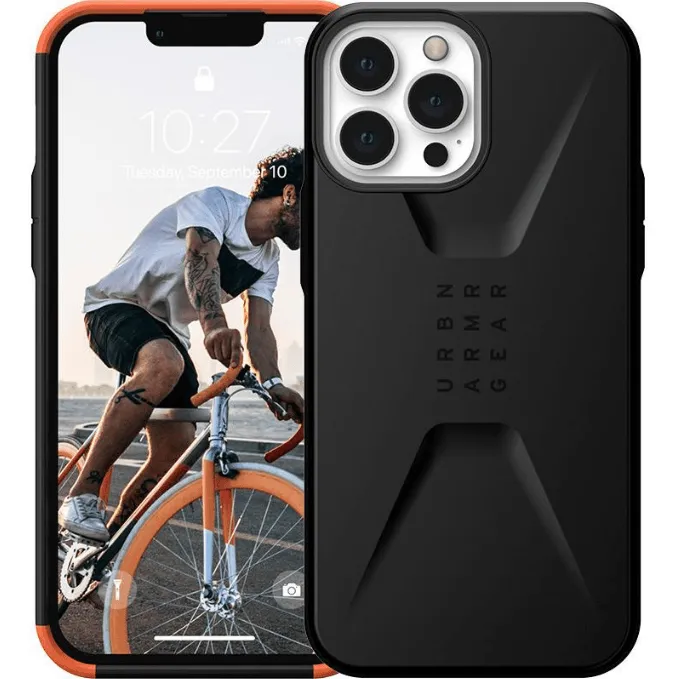 UAG Urban Armor Gear Civilian Series Protective Case iPhone 13 Pro 6.1 Black Orange