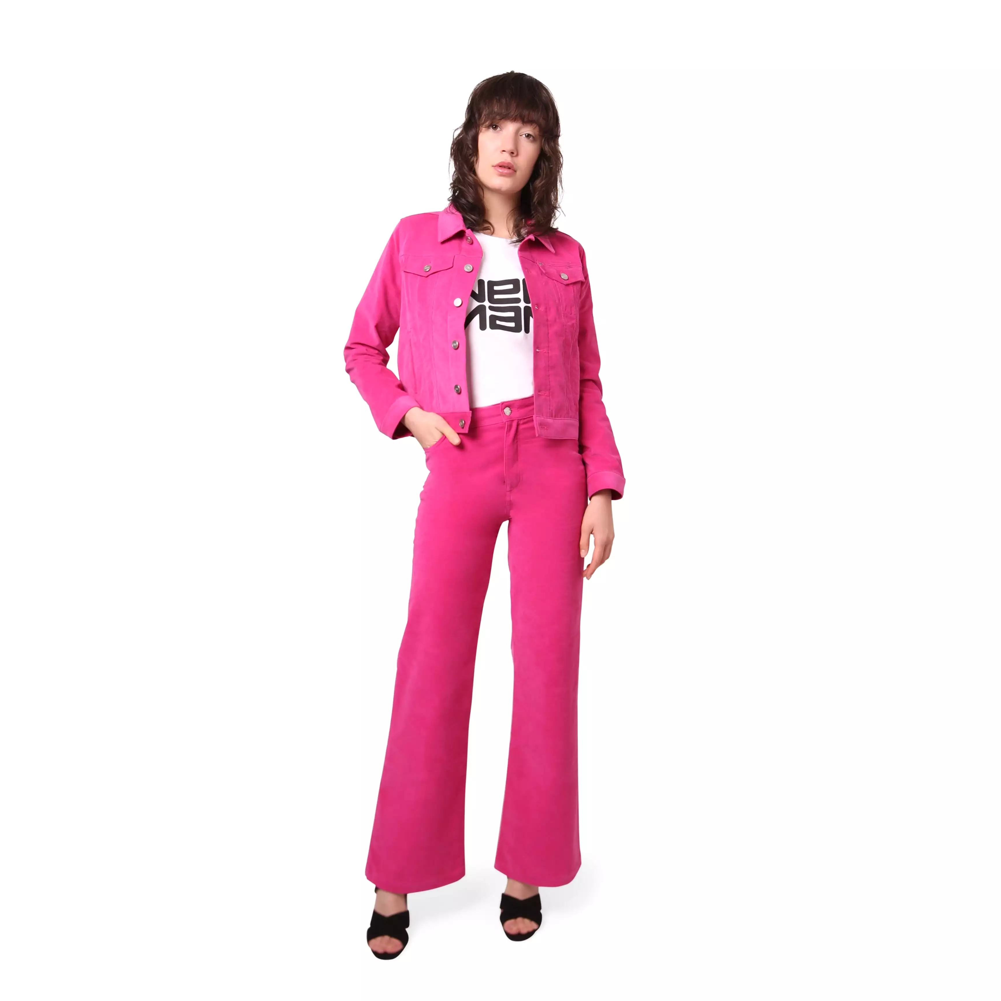 VELVET FLARED TROUSER PINK