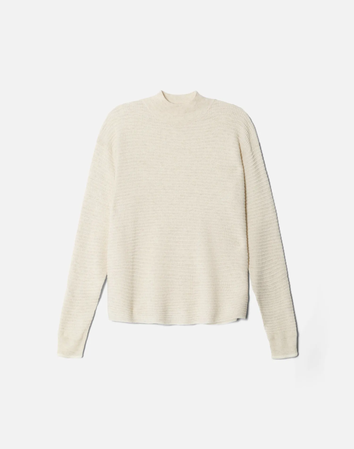 Waffle Mock Neck Pullover - Ivory Combo