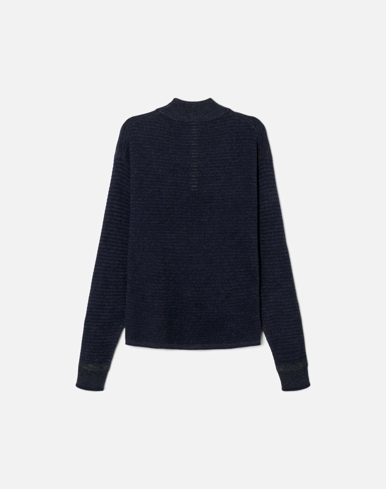 Waffle Mock Neck Pullover - Navy Combo