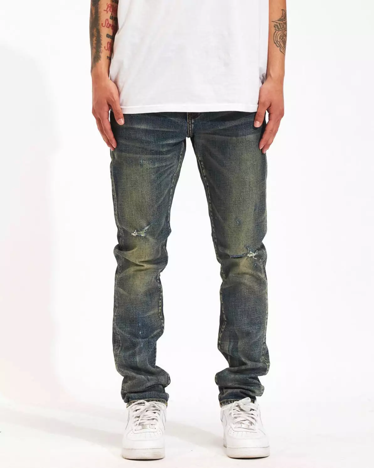 Washed Knee Ripped Denim