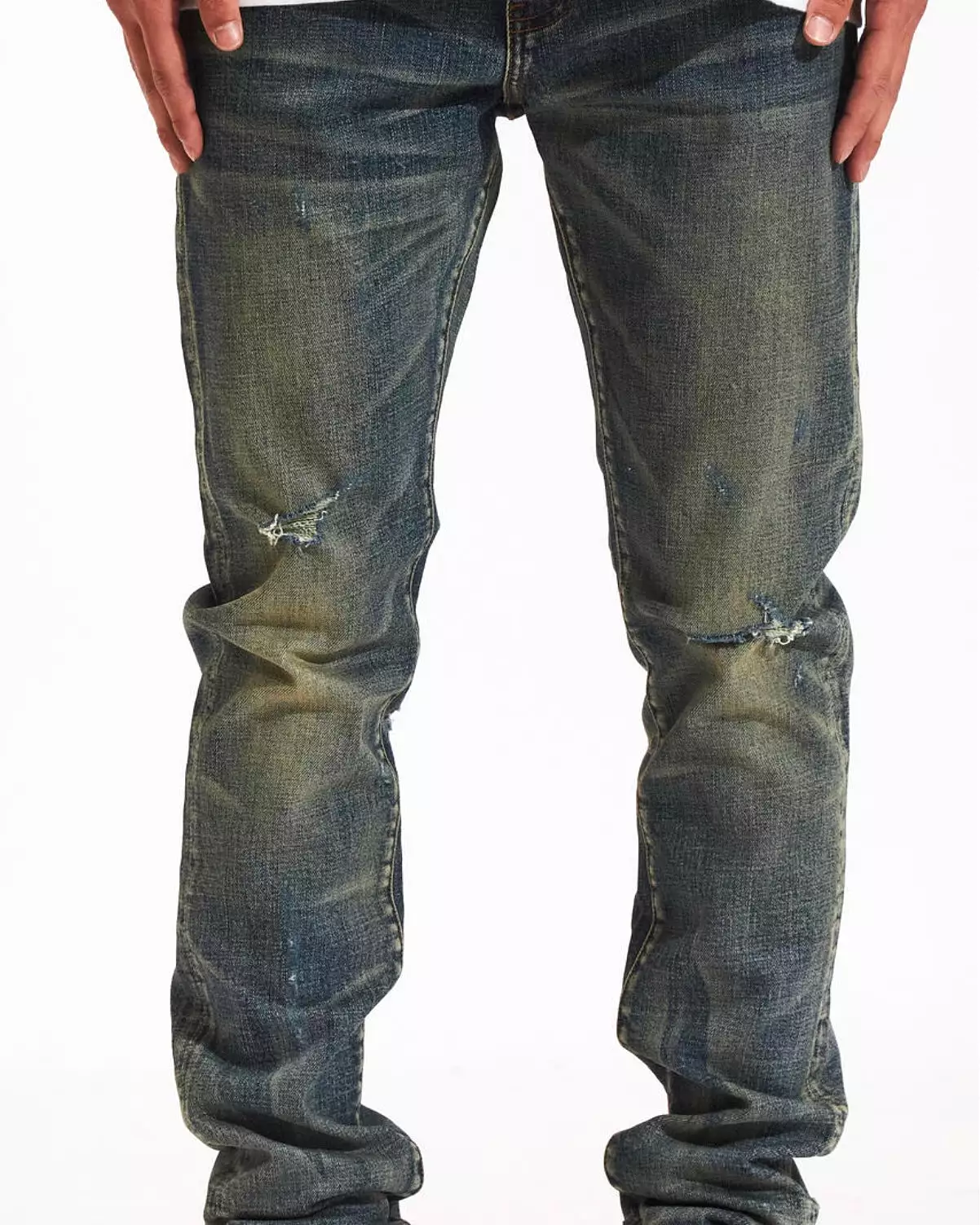 Washed Knee Ripped Denim