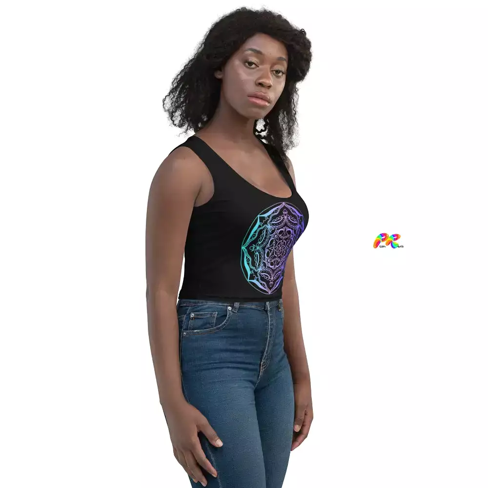 Women's Blue Mandala Crop Top