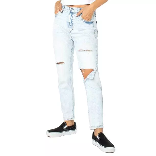 Women's junior high rise denim ripped jeans