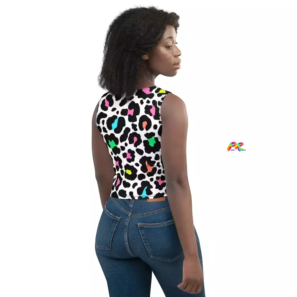 Women's Slim Fit Colorful Leopard Print Crop Top