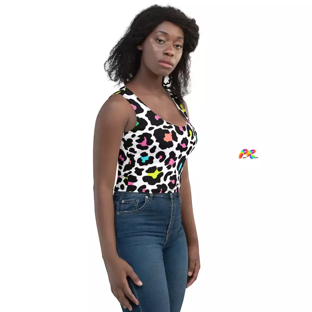 Women's Slim Fit Colorful Leopard Print Crop Top