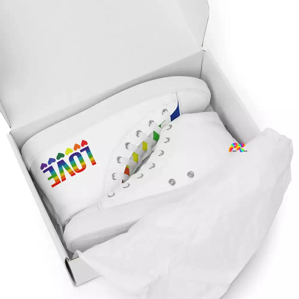 Women’s White High Top Canvas Pride Shoes