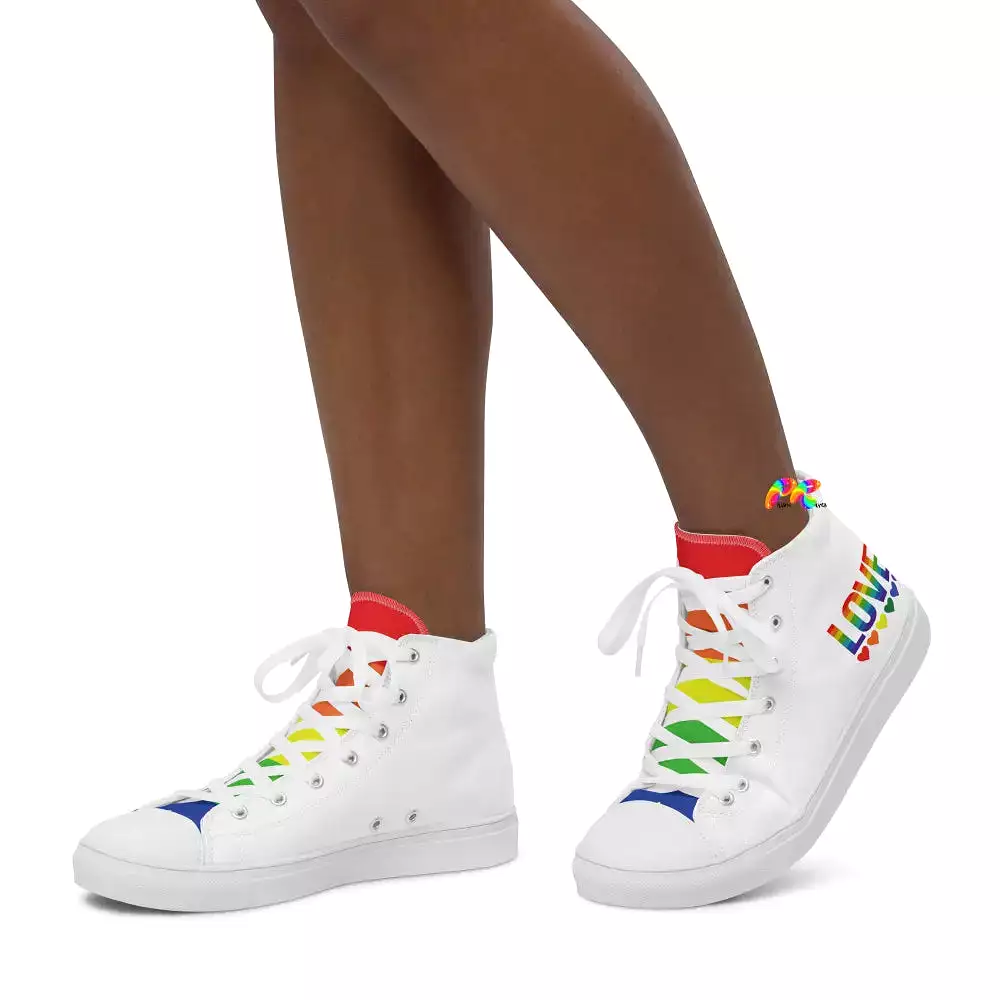 Women’s White High Top Canvas Pride Shoes